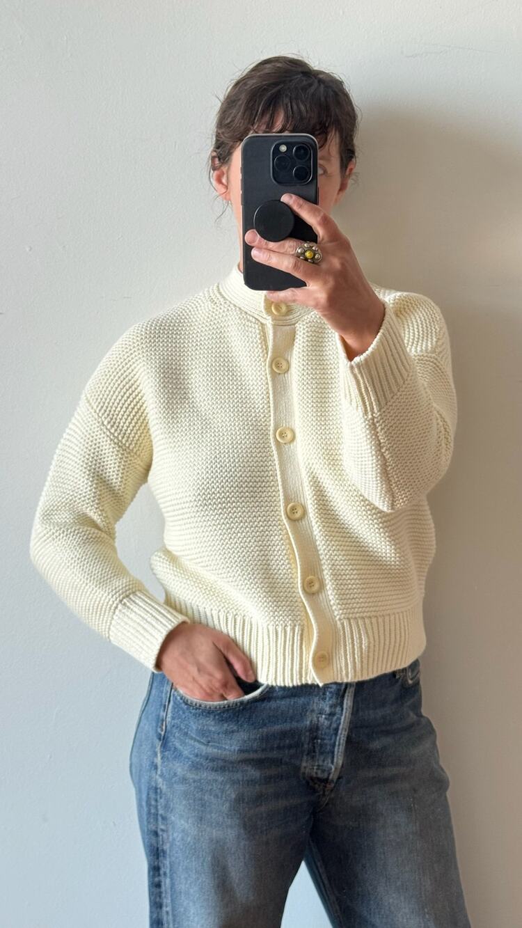NWT ALEX MILL Niko Crewneck Cotton Cardigan in Ivory